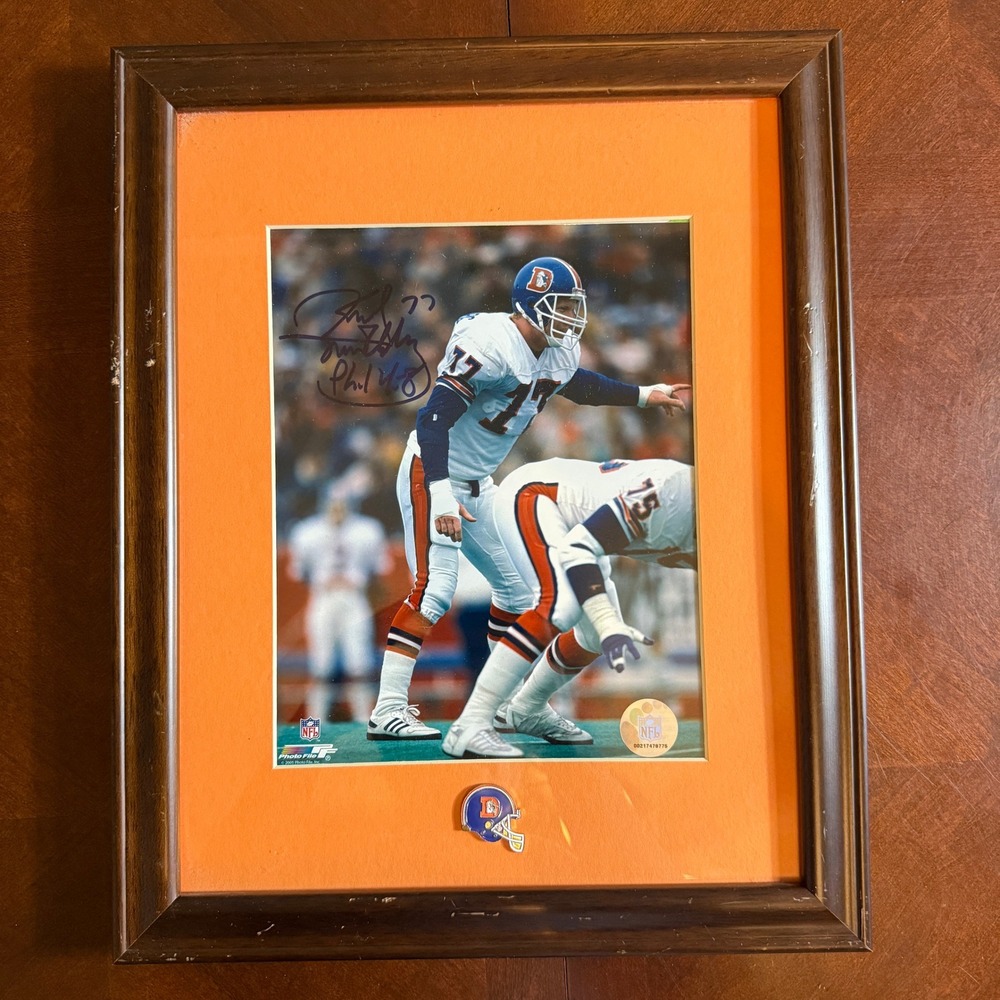 Karl Mecklenburg Denver Broncos Signed  Photo Framed NFL Hologram Phil 4:13